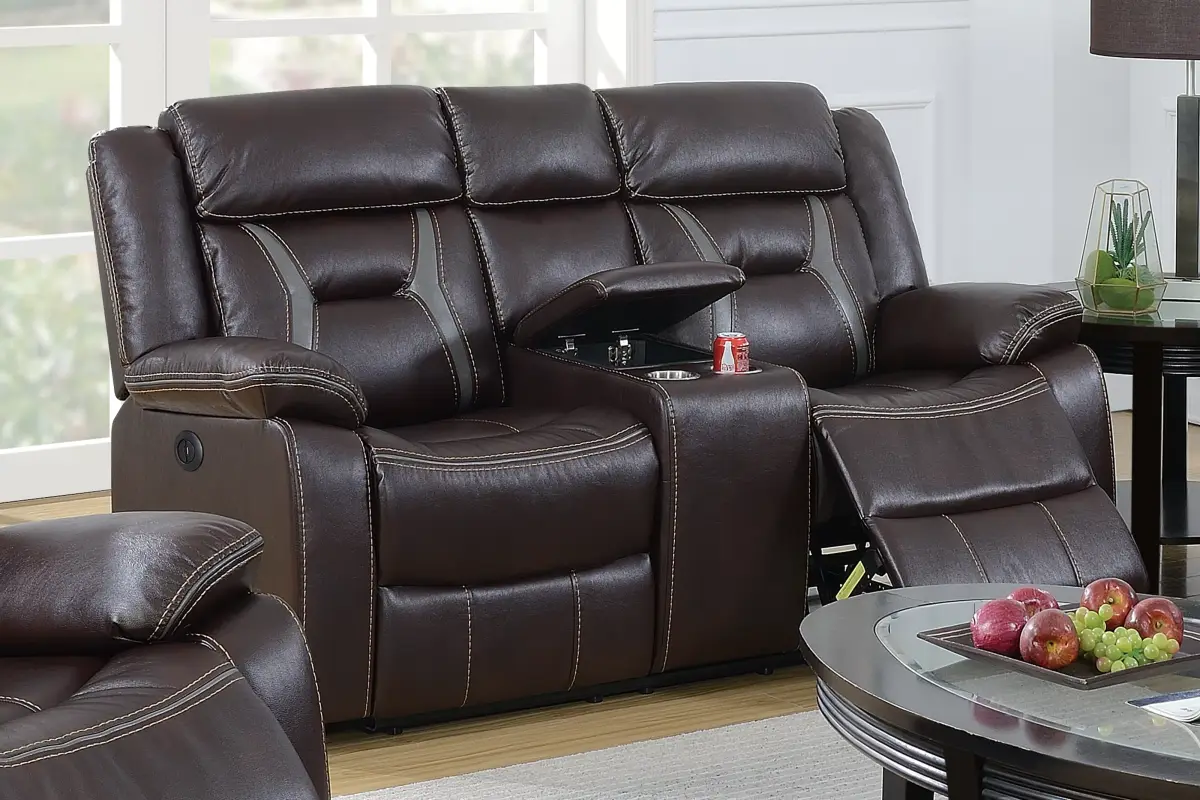 Power Reclining Loveseat, Dark Rosy Brown