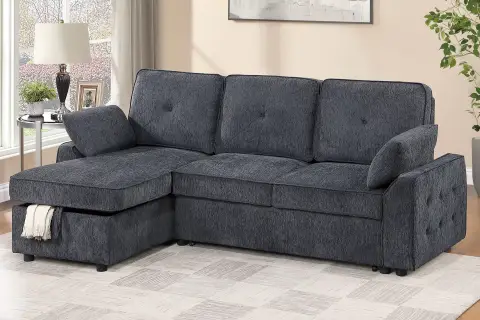 2-Piece Convertible Sectional, Dark Gray