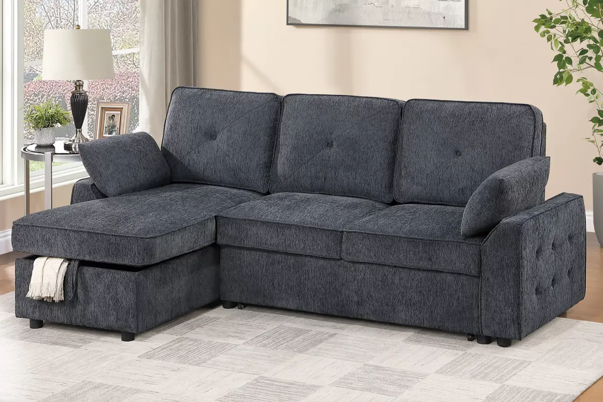 2-Piece Convertible Sectional, Dark Gray