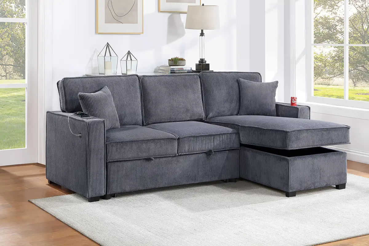 Convertible Sectional, Dark Gray