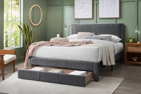 Queen Bed, Charcoal