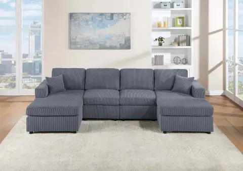 3-Piece Sectional Sofa Set, Dark Gray