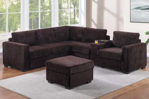 4-Piece Sectional Set W/ Ottoman, Coffee