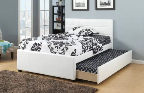Full Bed w/ Trundle, White