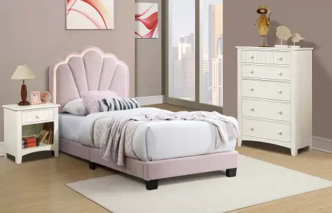Twin Bed, Light Pink