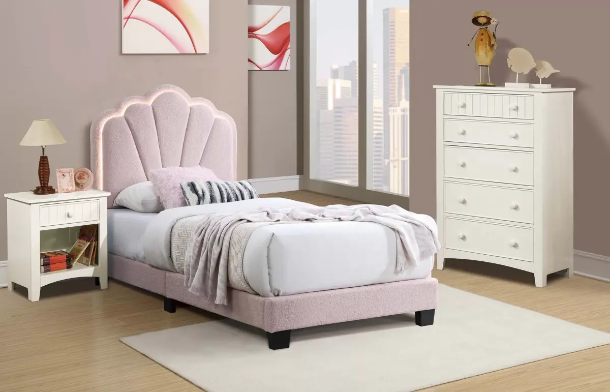Twin Bed, Light Pink