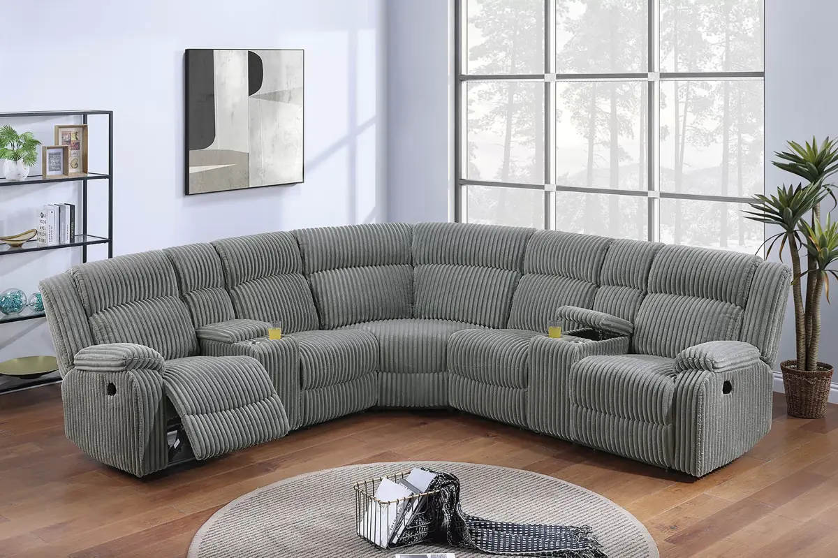 Power Motion Sectional, Smoke