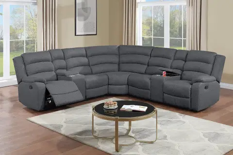 3-Piece Reclining Sectional Set, Dark Gray