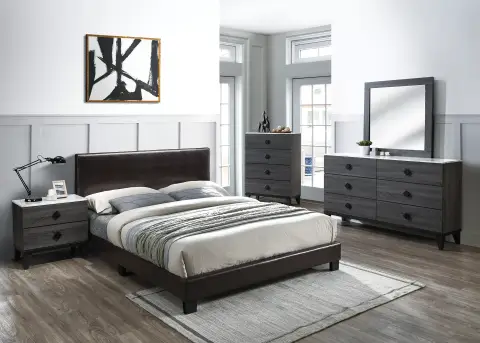 Queen Bed, Brown