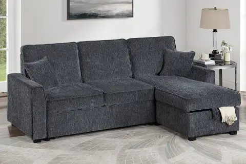 2-Piece Convertible Sectional, Gunmetal