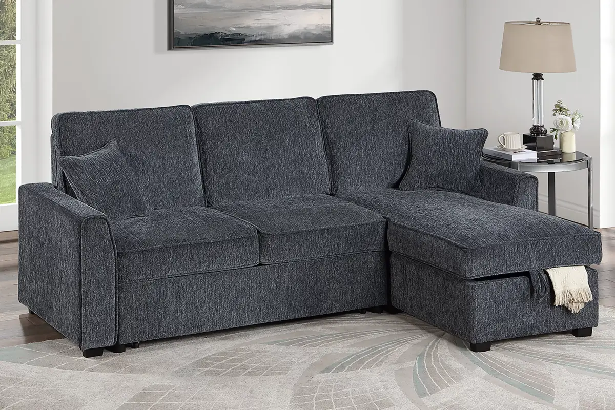 2-Piece Convertible Sectional, Gunmetal