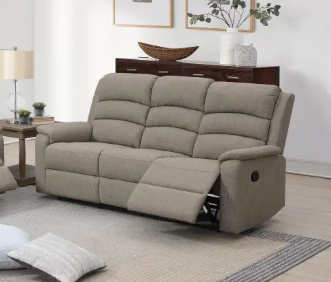 Manual Reclining Sofa, Light Brown