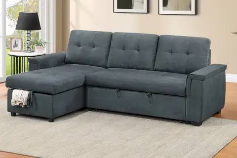 2-Piece Convertible Sectional, Ash Black