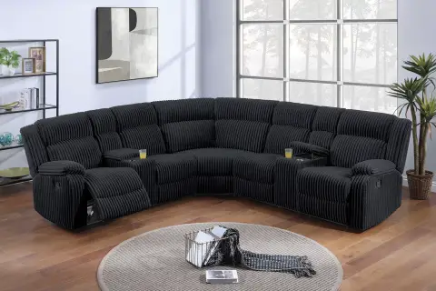 Manual Motion Sectional, Black