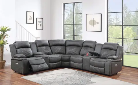 Power Reclining Sectional, Charcoal