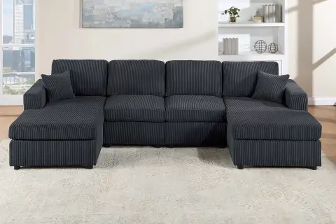 3-Piece Sectional Set, Black