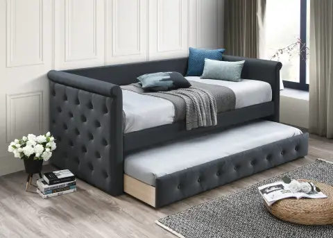 Day Bed w/ Slats + Trundle, Charcoal
