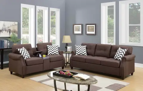 2-Piece Sofa Set, Dark Coffee