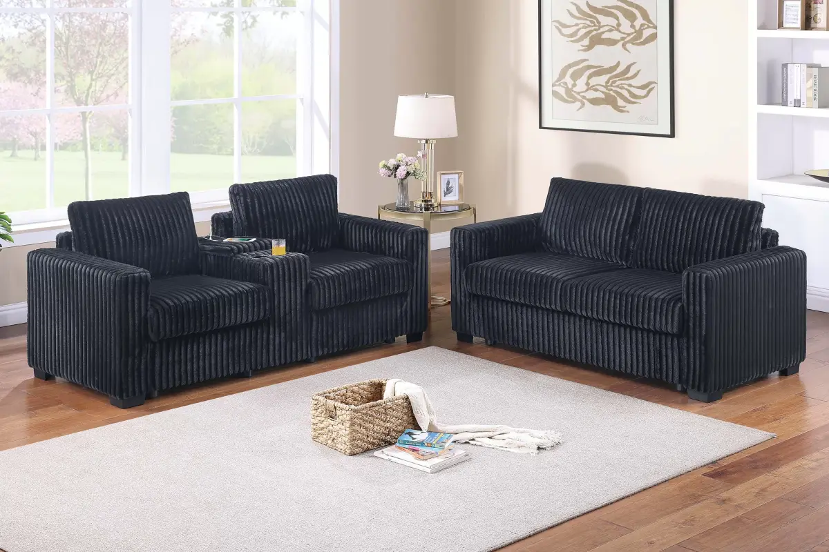 2-Piece Sofa Set, Black
