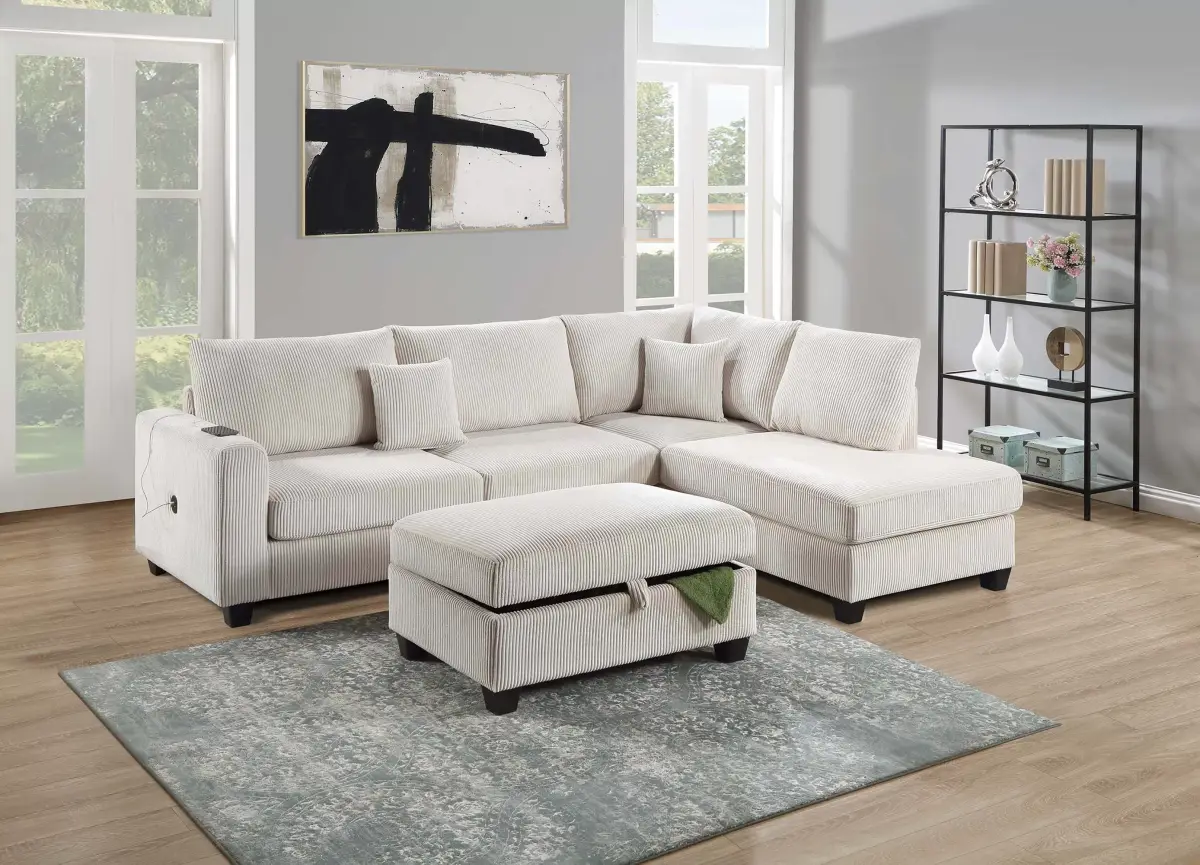 3-Piece Sectional Set, Ivory