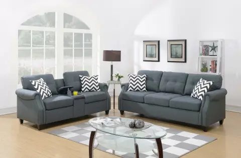 2-Piece Sofa Set, Blue Gray