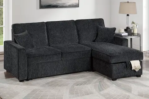 2-Piece Convertible Sectional, Black