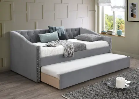 Day Bed w/ Slats + Trundle, Gray