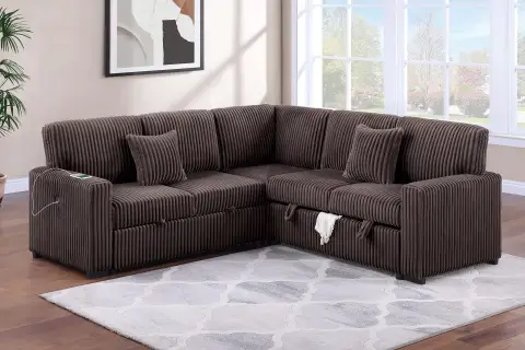 3-Piece Convertible Sectional, Chocolate