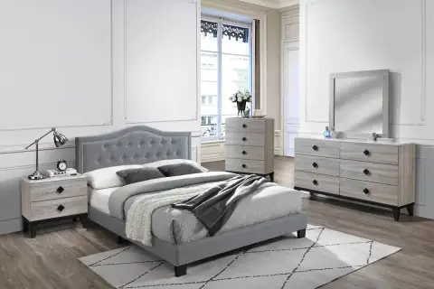 Queen Bed, Gray
