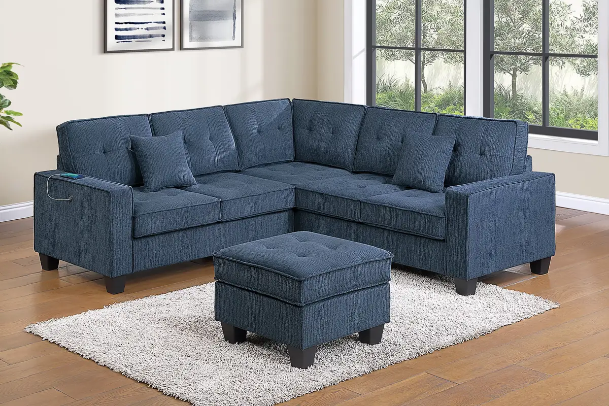 4-Piece Sectional Set, Dark Blue