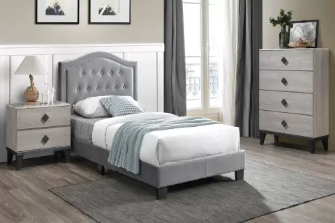 Twin Bed, Gray