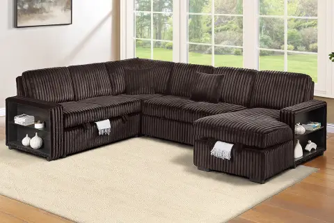 4-Piece Convertible Sectional, Coffee
