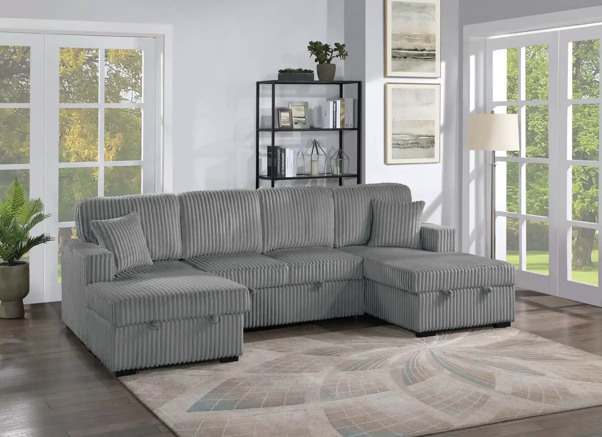 3-Piece Convertible Sectional, Smoke