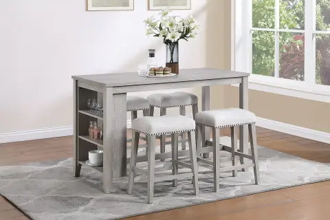 5-Piece Counter Height Set, Light Gray