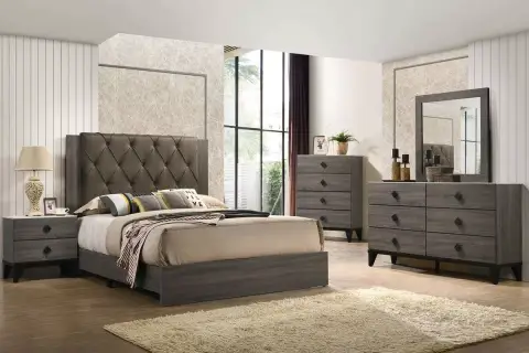California King Bed, Gray