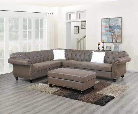 4-Piece Sectional Set, Dark Coffee