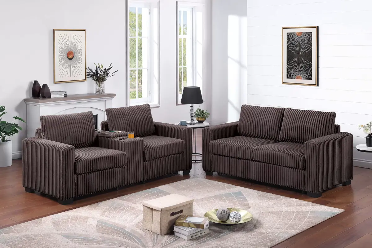 2-Piece Sofa Set, Chocolate