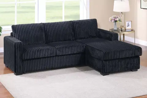 2-Piece Sectional Sofa, Black