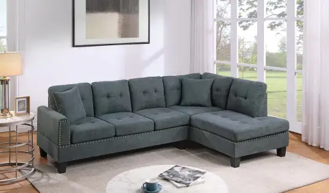 2-Piece Sectional Set, Ash Black
