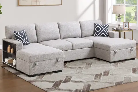 3-Piece Convertible Sectional, Beige