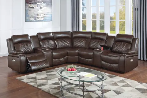 Power Reclining Sectional, Brown