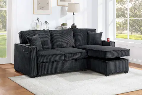 Convertible Sectional, Black