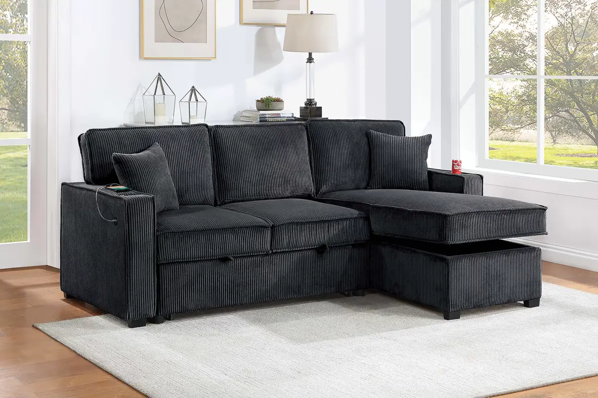 Convertible Sectional, Black