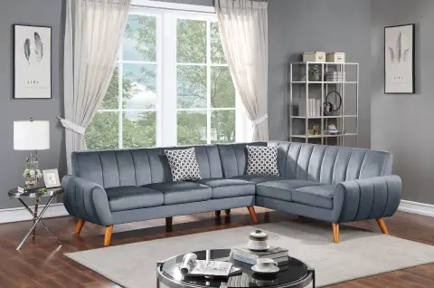 2-Piece Sectional Set W/ 2 Accent Pillows, Dark Gray