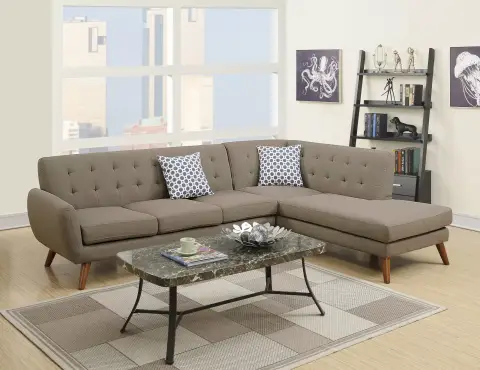 2-Piece Sectional Set W/ 2 Accent Pillows, Gray