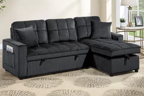 2-Piece Convertible Sectional, Black