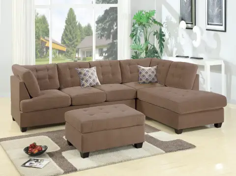2-Piece Sectional Set W/ 2 Accent Pillows, Truffle