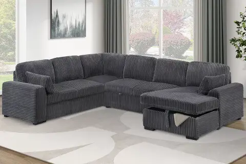 4-Piece Convertible Sectional Set, Gray