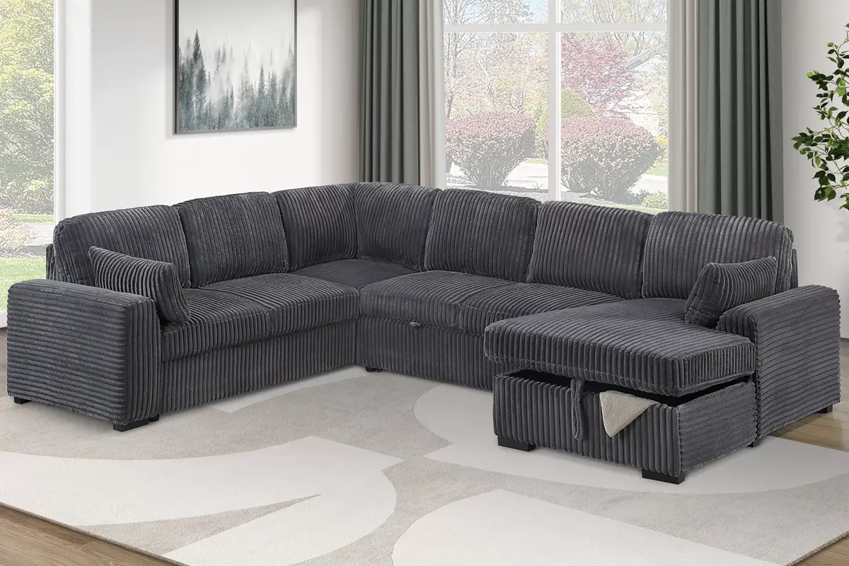 4-Piece Convertible Sectional Set, Gray