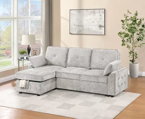 2-Piece Convertible Sectional, Light Gray
